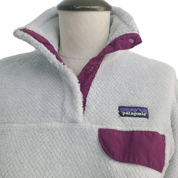 Patagonia Re-Tool Snap-T Pullover‎ Gray Purple Polartec Fleece Thermal Pro XS - Picture 2 of 9